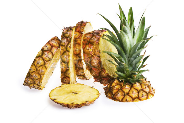 Scheiben Ananas geschnitten up isoliert weiß Stock foto © thisboy