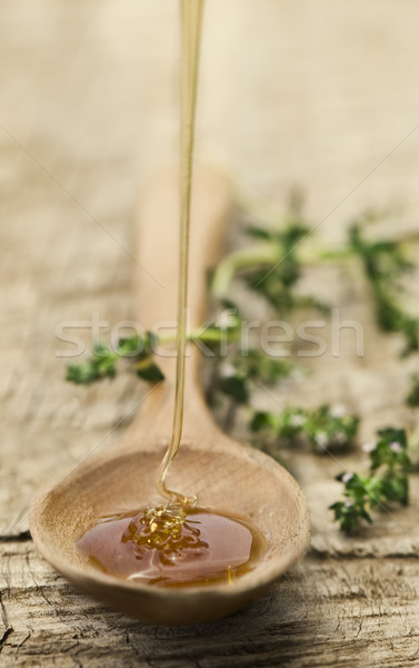 Kanál méz friss rusztikus fakanál egészség Stock fotó © thisboy