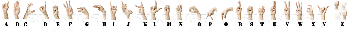 ábécé címkék ki fehér nők kéz Stock fotó © thisboy