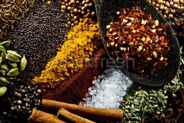 Fűszer kömény piros paprika fahéj mustár mag Stock fotó © thisboy