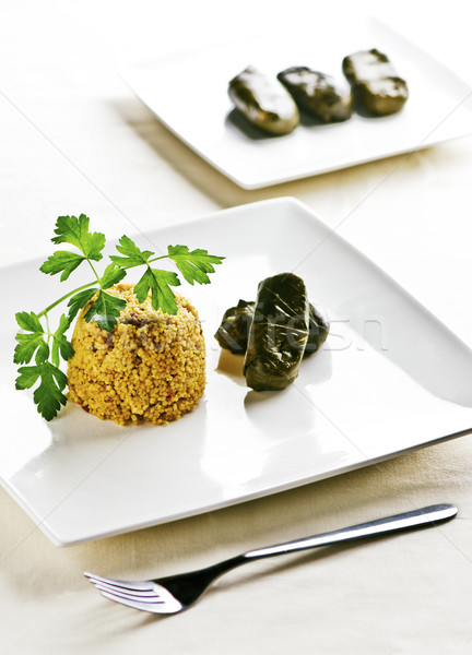 Stock fotó: Vegetáriánus · étel · fő- · tányér · kuszkusz · szőlő · rizs