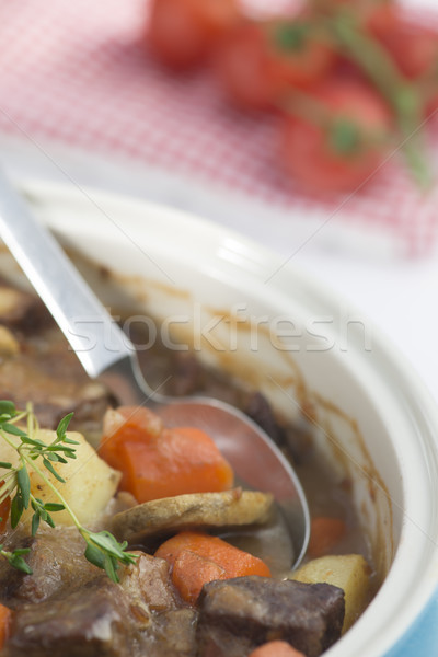 Marhahús gyönyörű krumpli répák gomba piros Stock fotó © thisboy