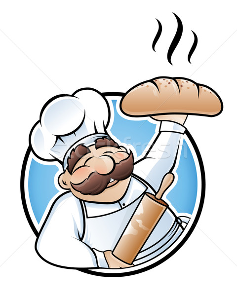 Bäcker Illustration glücklich Zeichentrickfigur frisch Stock foto © ThomasAmby