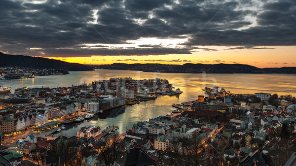 Сток-фото: ночь · город · Норвегия · мнение · закат · морем