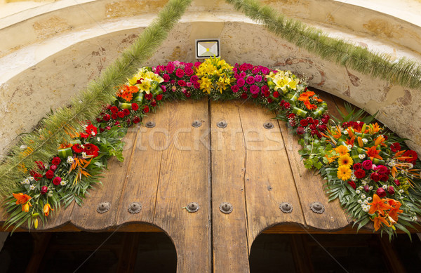 Floral Mexican Church Door Stock photo © THP