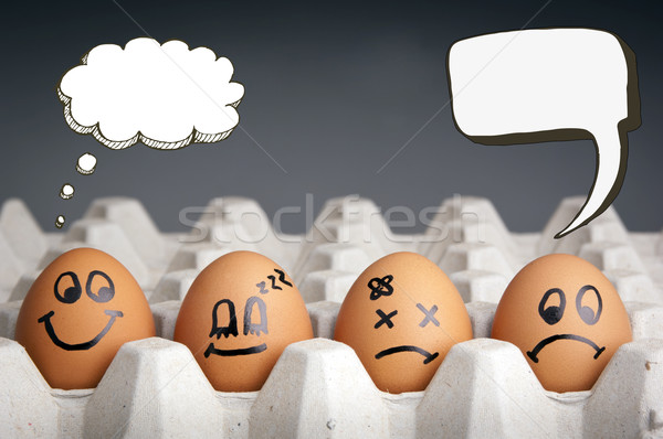 Gondolatbuborék tojás betűk mentális egészség játékos stílus Stock fotó © THP