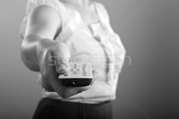 Remote Control Woman Black and White Stock photo © THP