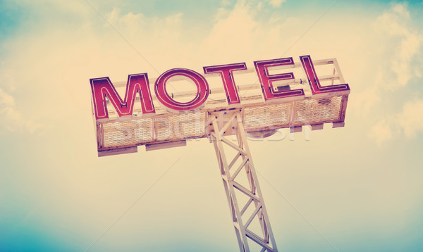 Motel teken klassiek blauwe hemel reizen Rood Stockfoto © THP