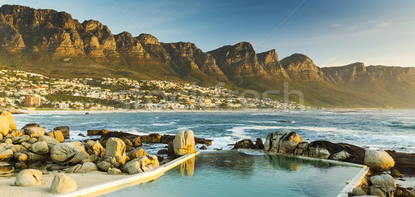 Pôr do sol panorama África do Sul Cidade do Cabo praia céu Foto stock © THP