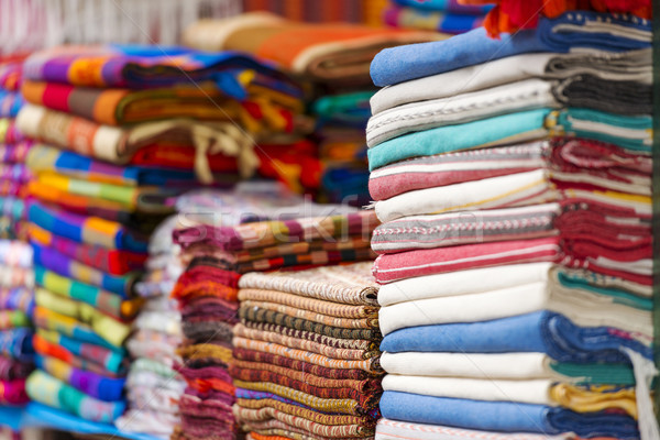 местный ткань рынке сложенный мексиканских фон Сток-фото © THP