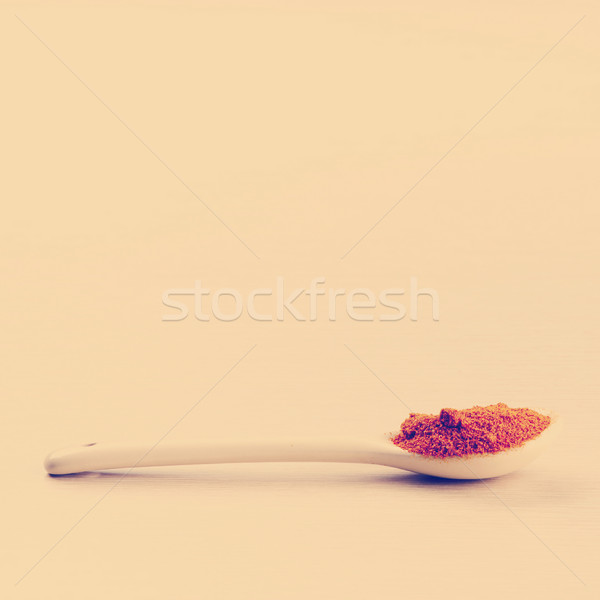 Ardei rosu piper lingură spatiu copie frunze Imagine de stoc © THP