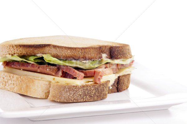 Glutenvrij sandwich eigengemaakt brood kaas rundvlees Stockfoto © THP