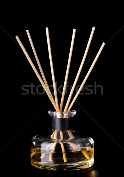 Incenso vetro jar nero legno design Foto d'archivio © THP