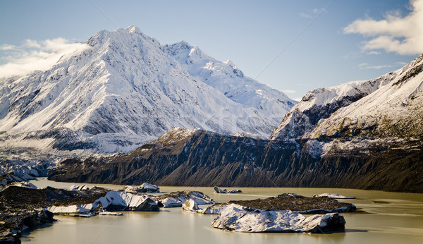 Montanas nieve hielo rock agua puesta de sol Foto stock © THP