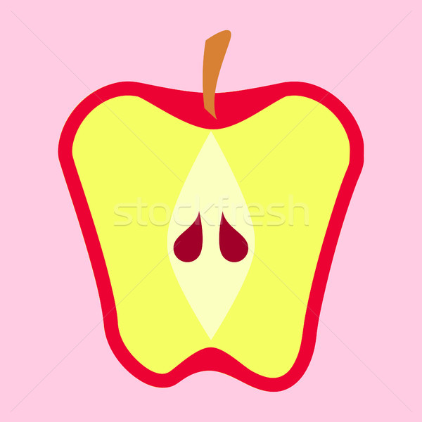Stock photo: Red Apple Fruit Halved Vector