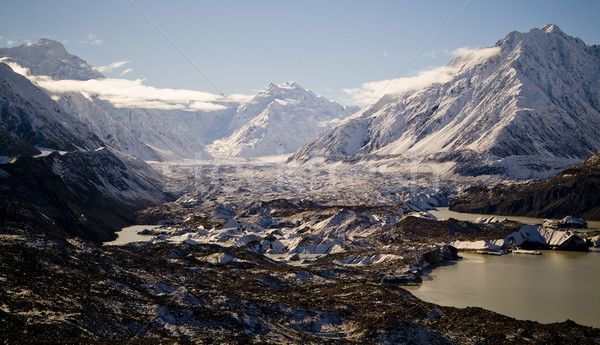 Montanas nieve hielo rock agua puesta de sol Foto stock © THP