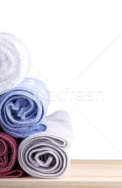 Handtücher frisch gerollt isoliert weiß home Stock foto © THP