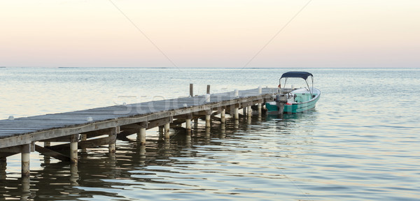 Boat And Jetty At Sunrise Stock photo © THP