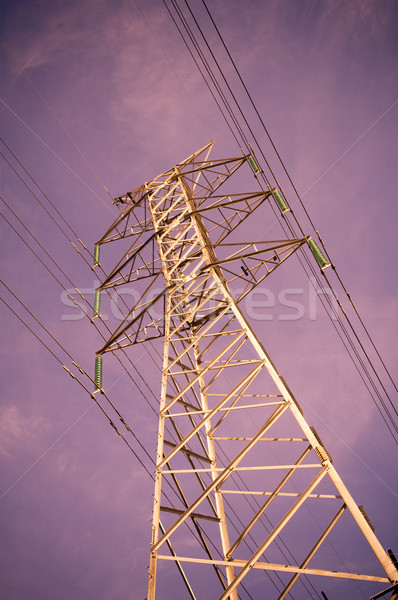 Távvezeték égbolt technológia fém keret narancs Stock fotó © THP