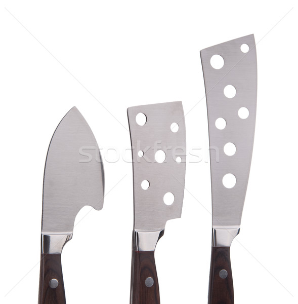 Peynir bıçaklar yalıtılmış üç beyaz bıçak Stok fotoğraf © THP
