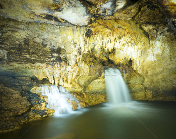 Stockfoto: Grot · waterval · Mexico · ondergrondse · water · groene