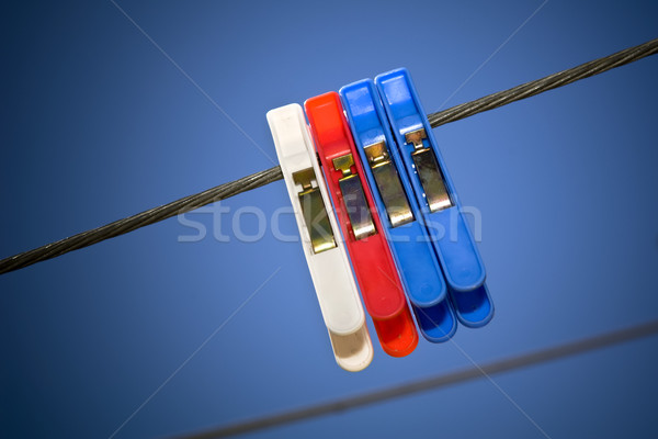 Stock fotó: általános · mosás · vonal · kék · ég · kék · ruházat