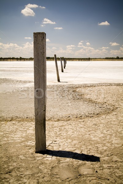 Incalzirea globala crapat pământ soare nisip lac Imagine de stoc © THP