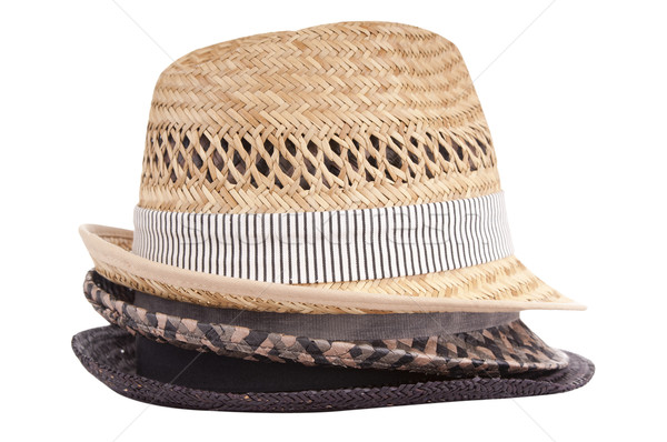 Hüte isoliert Fedora Stil gestapelt Stock foto © THP