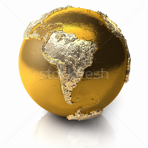 Ouro globo realista topografia luz Foto stock © ThreeArt