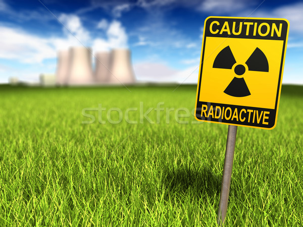 Radioactivité signe nucléaire centrale herbeux domaine Photo stock © ThreeArt