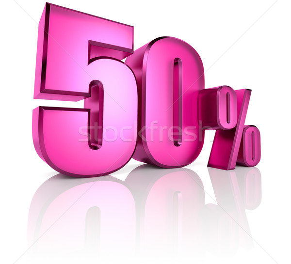 Pięćdziesiąt procent podpisania różowy odizolowany biały Zdjęcia stock © ThreeArt