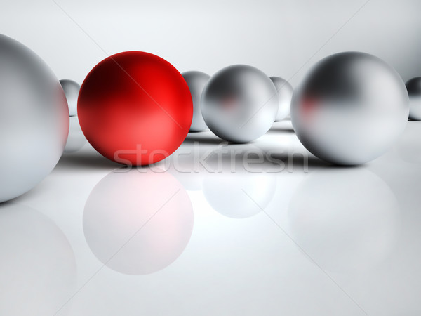 Rood bal een verscheidene zilver kogels Stockfoto © ThreeArt