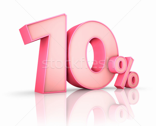 Stok fotoğraf: Pembe · on · yüzde · yalıtılmış · beyaz · 10