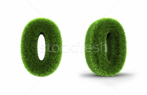 Gras Zahl Null isoliert weiß Stil Stock foto © ThreeArt