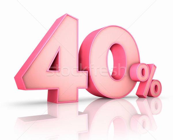 Różowy czterdzieści procent odizolowany biały 40 Zdjęcia stock © ThreeArt