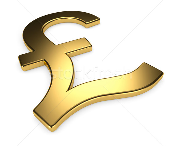 Dourado libra símbolo branco 3d render dinheiro Foto stock © ThreeArt