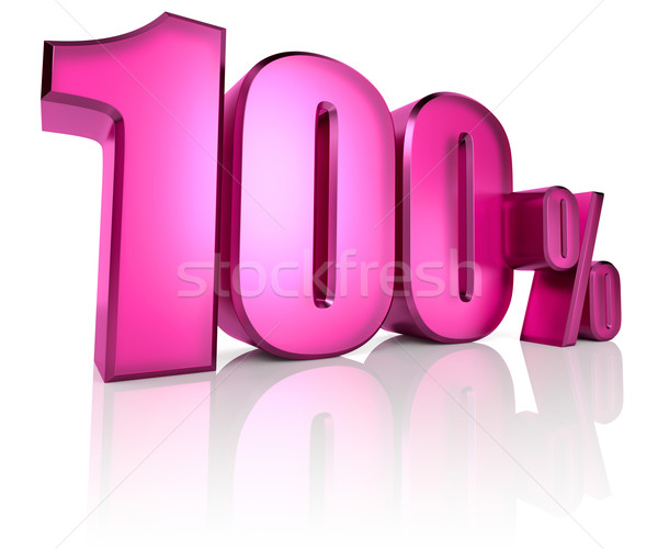 Jeden sto procent podpisania różowy odizolowany Zdjęcia stock © ThreeArt