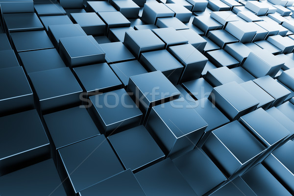 Azul cubos metal atrás luz resumen Foto stock © ThreeArt