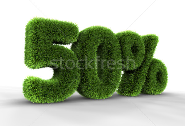 Stock foto: Gras · fünfzig · Prozent · isoliert · weiß · 50