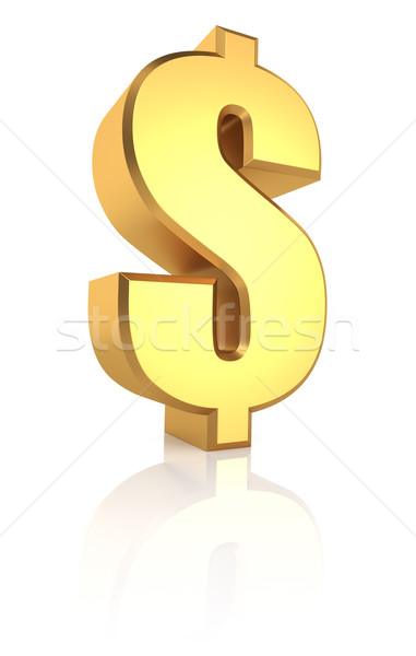 Foto stock: 3D · oro · signo · de · dólar · dorado · dólar · moneda
