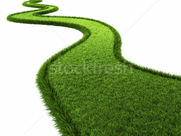綠色的 道路 孤立 白 三維渲染 草 商業照片 © ThreeArt