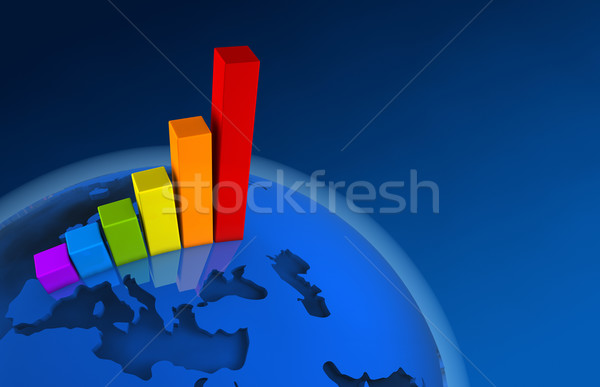 Stok fotoğraf: 3D · dünya · büyüme · grafik · Avrupa · büyüyen