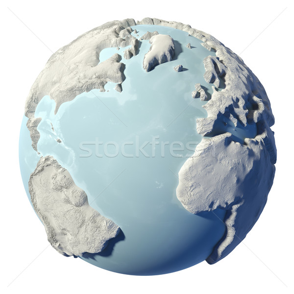 Stockfoto: Wereldbol · 3D · winter · aarde · geïsoleerd · witte