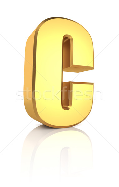 3D c betű levél arany fém tükröződő Stock fotó © ThreeArt