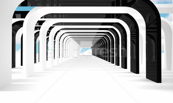 Nowoczesne tunelu 3D obraz streszczenie czarny Zdjęcia stock © tiero