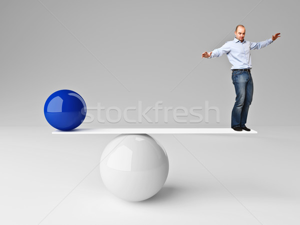 Zdjęcia stock: Człowiek · równowagi · biznesmen · piłka · biały