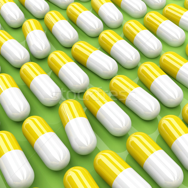 Pigułki 3D obraz żółty biały szpitala Zdjęcia stock © tiero