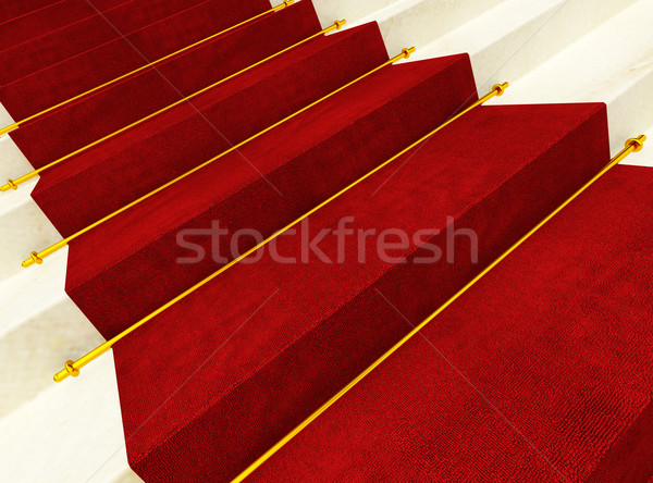 Lépcső vörös szőnyeg 3D kép absztrakt klub Stock fotó © tiero