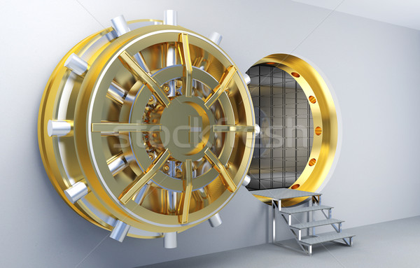 Gewölbe 3D Bild golden Tür Geld Stock foto © tiero