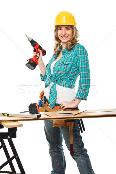 smiling woman carpenter Stock photo © tiero